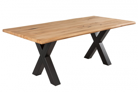 Mese bucatarie & dining - Masa dining dreptunghiulara Living Edge cu blat din lemn de stejar, 200 cm