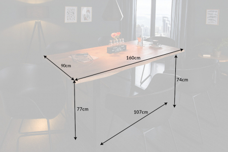 Masa dining dreptunghiulara Mammut cu blat din lemn de salcam, 160 cm [5]