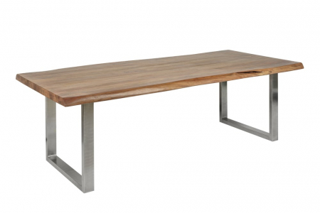Masa dining dreptunghiulara Mammut cu blat din lemn de salcam si grosime de 6 cm, 200 cm