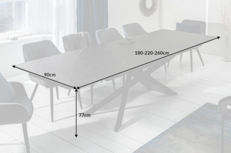 Masă dining extensibilă gri cu blat de ceramică Euphoria, 180-220-260 cm [6]