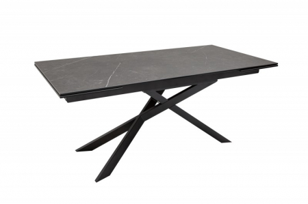 Masă dining extensibilă gri cu blat de ceramică Euphoria, 180-220-260 cm
