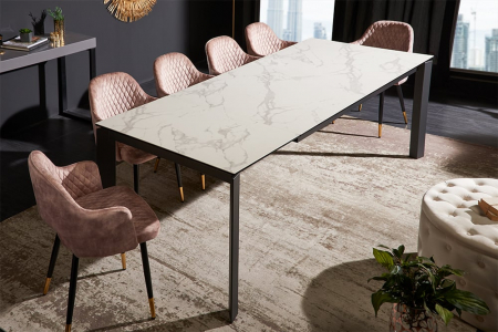 Masa dining extensibila cu blat din ceramica Esstisch 180-240 cm, alb [2]