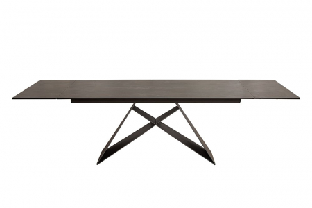 Masa dining extensibila cu blat din ceramica Prometheus 180-260 cm, gri-maro