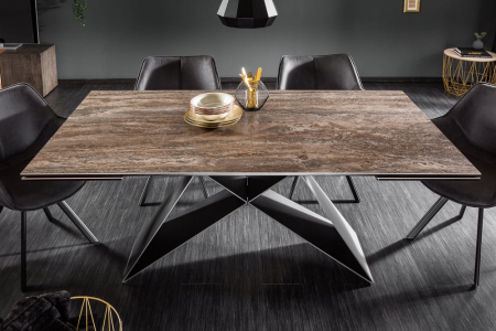 Masa dining extensibila cu blat din ceramica Prometheus 180-260 cm, maro-gri [5]