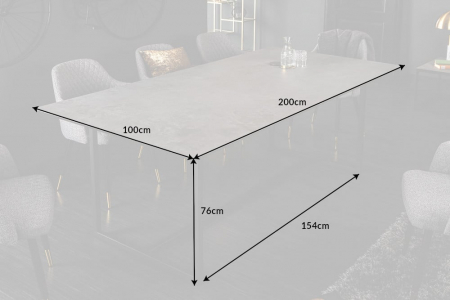 Masa dining cu blat din ceramica Symbiose 200 cm, gri [8]