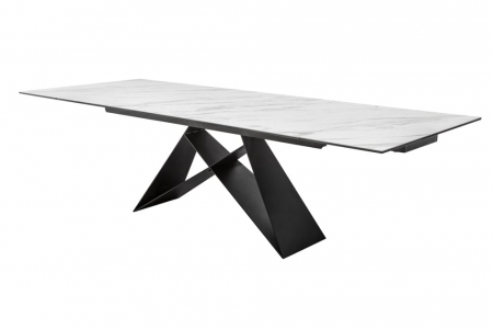 Masa dining extensibila cu blat din ceramica Prometheus 180-260 cm, alb-gri