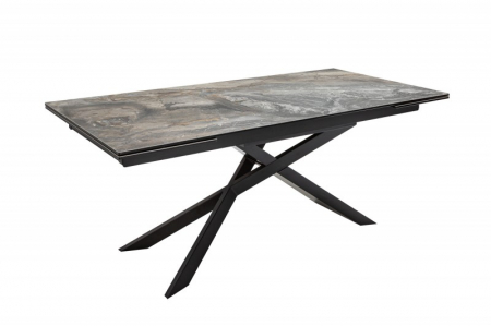 Masă dining extensibilă neagră cu blat de ceramică Euphoria, 180-220-260 cm
