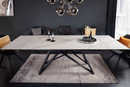 Masă dining extensibilă alb/gri cu blat de ceramică Atlas, 180-220-260 cm [1]