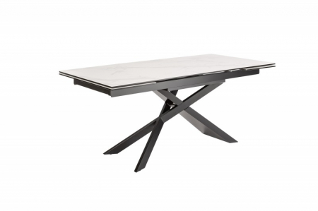 Masă dining extensibilă albă cu blat de ceramică Euphoria, 180-220-260 cm