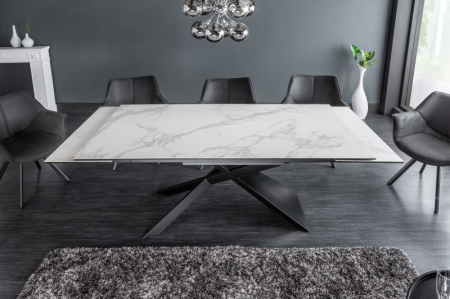 Masă dining extensibilă albă cu blat de ceramică Euphoria, 180-220-260 cm [2]