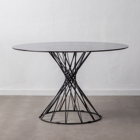 Masă dining rotundă blat de sticlă securizată și metal 120 X 120 X 75 CM [1]