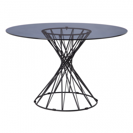 Masă dining rotundă blat de sticlă securizată și metal 120 X 120 X 75 CM