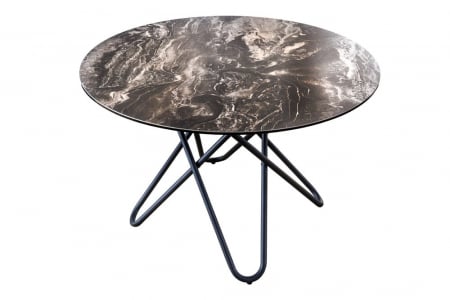 Mese bucatarie & dining - Masa dining rotunda ELLIPSE cu blat din ceramica si picioare metalice, alb