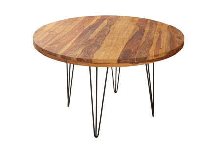 Mese bucatarie & dining - Masa dining rotunda Makassar cu blat din lemn de Sheesham, 120 cm