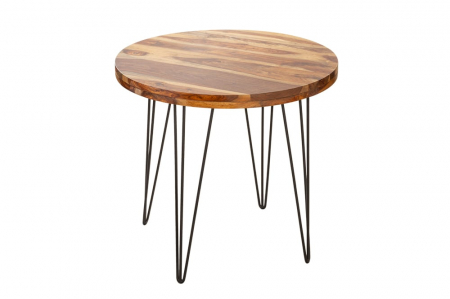 Mese bucatarie & dining - Masa dining rotunda Makassar cu blat din lemn de Sheesham, 80 cm