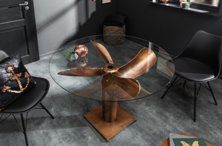 Masa dining rotunda Ocean cu blat din sticla securizata, 105 cm [5]