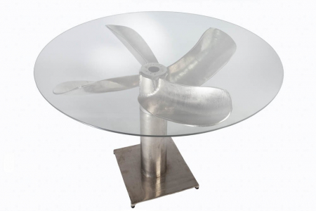 Mese bucatarie & dining - Masa dining rotunda Ocean cu blat din sticla securizata, 105 cm