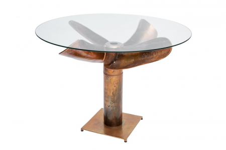 Mese bucatarie & dining - Masa dining rotunda Ocean cu blat din sticla securizata, 105 cm