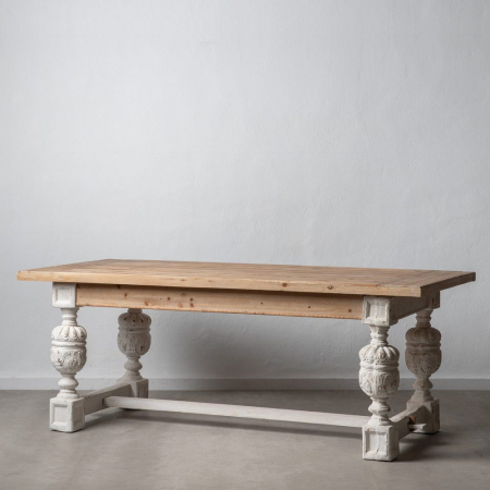 Masă dining WHITE-NATURAL din lemn de brad 200 X 90 X 76 CM [1]