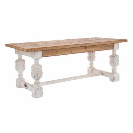 Masă dining WHITE-NATURAL din lemn de brad 200 X 90 X 76 CM