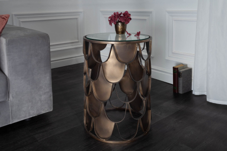 Masă laterală ABSTRACT 55cm solzi de pește,sticlă securizată [1]