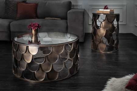 Masă laterală ABSTRACT 55cm solzi de pește,sticlă securizată [3]