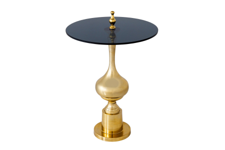 Masute de cafea - Masă laterală ABSTRACT 65cm aurie cu blat de sticlă