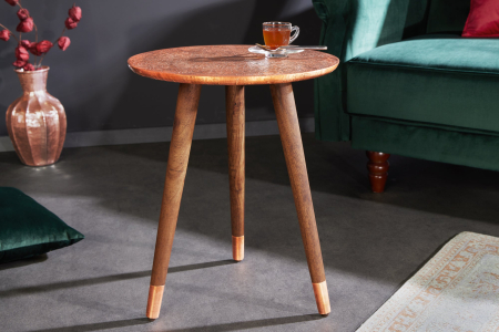 Masă laterală ALCASAR 50cm lemn de mango și metal placat cu cupru antic [1]