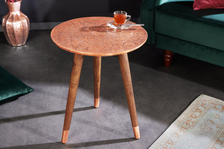 Masă laterală ALCASAR 50cm lemn de mango și metal placat cu cupru antic [2]