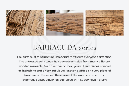 Masă laterală BARRACUDA 40cm lemn reciclat [8]