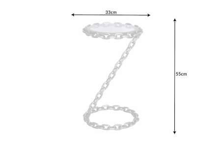 Masă laterală CHAIN 55cm cu blat de sticlă [6]