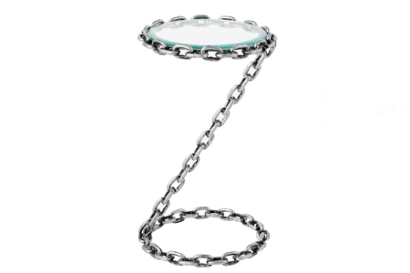 Masute de cafea - Masă laterală CHAIN 55cm cu blat de sticlă