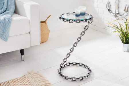 Masă laterală CHAIN 55cm cu blat de sticlă [1]