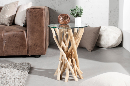 Masă laterală DRIFTWOOD 35cm suport fără blat de sticlă [3]