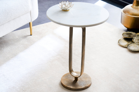 Masă laterală ELEGANCE 60cm blat marmură albă [2]