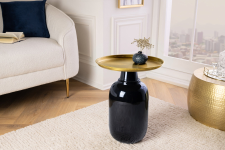 Masă laterală ELEGANCIA 50cm neagră cu blat auriu [3]
