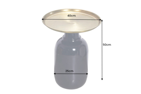 Masă laterală ELEGANCIA 50cm neagră cu blat auriu [7]