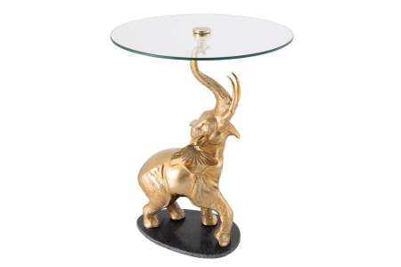 Masute de cafea - Masă laterală ELEPHANT 80cm aurie cu bază din marmură
