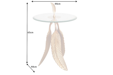 Masă laterală FEATHER 65cm aurie,sticlă securizată 7mm [7]