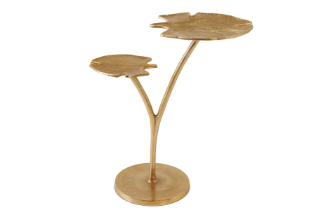 Masute de cafea - Masă laterală GINKGO LEAVES 55cm aurie