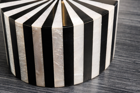 Masă laterală HARMONY NATURE 55cm negru alb auriu [8]