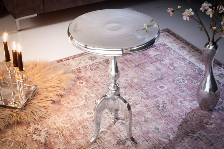 Masă laterală JARDIN Ø 55cm rotundă aluminiu argintiu [3]