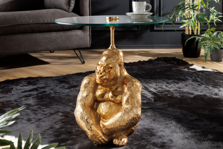 Masă laterală KONG 50cm aurie cu blat de sticlă de 45cm [2]