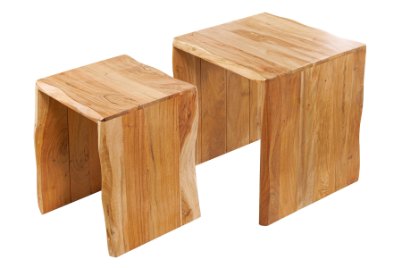 Living - Masă laterală MAMMUT 55cm,Set de 2 ,lemn de salcâm natural