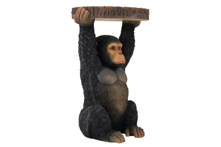 Masă laterală MONKEY 50cm sculptură cu maimuță lucrată manual, gri negru . [2]