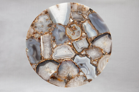 Masă laterală NOBLE 35cm,piatra de agat albastru alb cu blat detașabil [7]