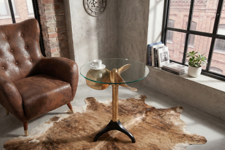 Masă laterală OCEAN 75cm aurie fără blat de sticlă [1]