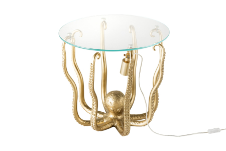 Masă laterală OCTOPUS 50cm aurie cu lampă  [0]