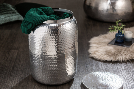 Masă laterală ORGANIC ORIENT 50cm cu efect de lovitură de ciocan argintie [2]