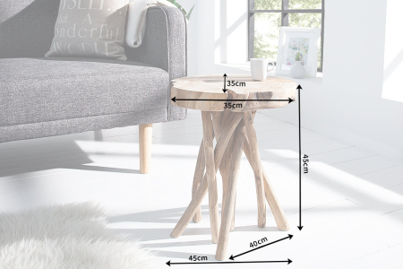 Masă laterală ROOT 45cm lemn masiv de tec [5]